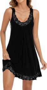 Chemise de Nuit Femme Cotton Sexy Dentelle sous Robe d'été pour Femme Nuisette