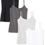 Débardeur caraco en coton Beautyin pour femme, soutien-gorge intégré, bretelles spaghetti réglables, débardeur basique, blanc/noir,  taille multiple