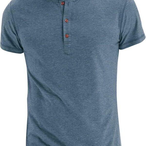 T-shirt bleu ciel à bouton manches courtes