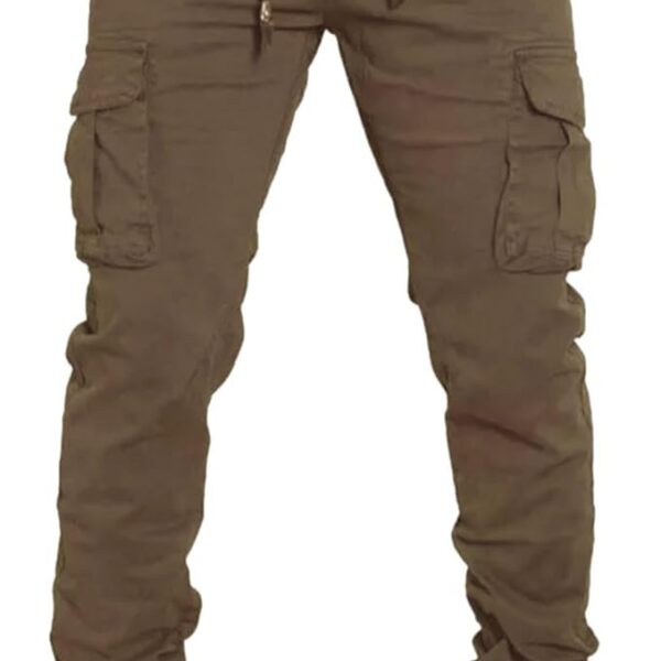Pantalon Cargo en Coton pour Hommes, Pantalon avec Poches Latérales, Pantalons de Travail